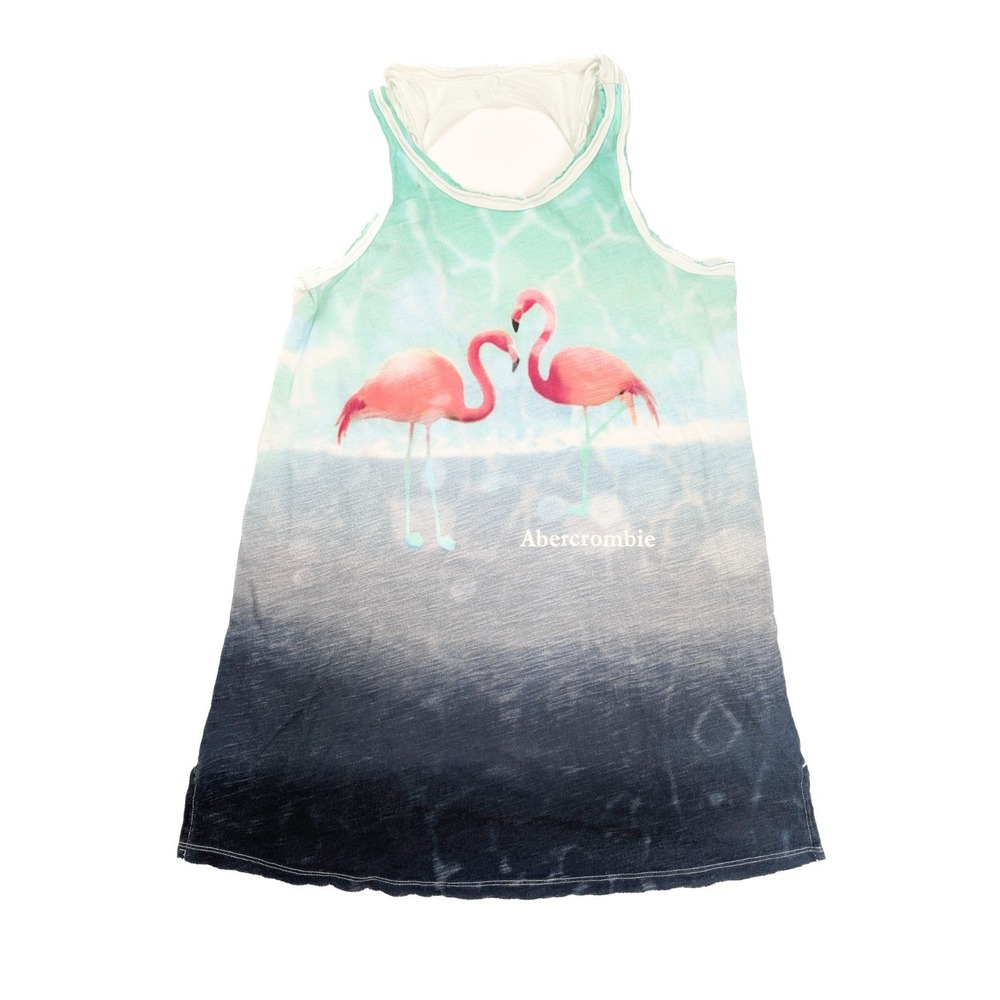 Abercrombie Kids Flamingo Ocean Print Twist Back Tank Top Girls Size 9-10